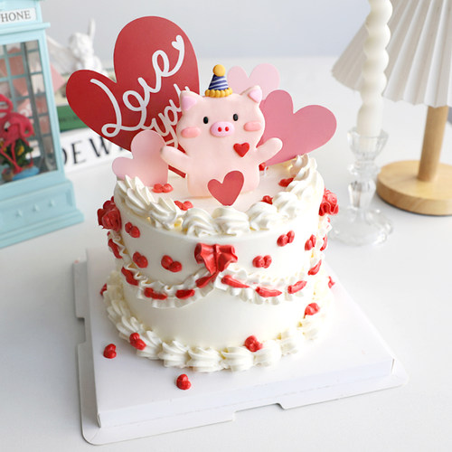 情人节卡通可爱小猪软陶摆件