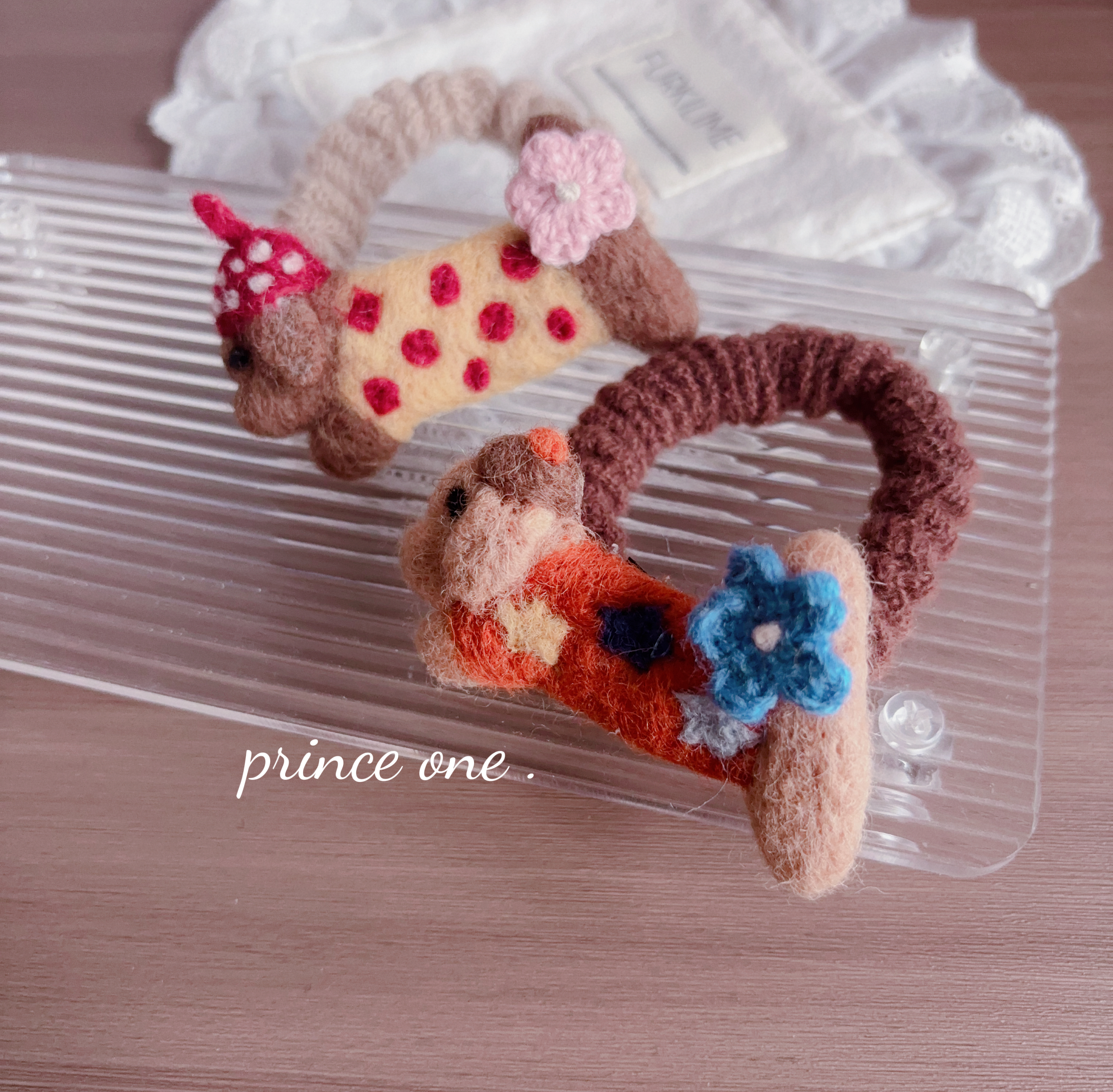 韩国订单 手工毛毡系列 爆款腊肠狗毛线发圈 皮筋头绳 发饰头饰