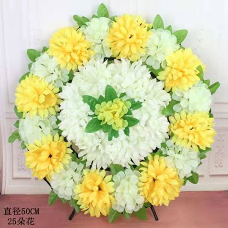 清明节上坟祭祀全套新款仿真白色花圈仿真小花圈花藤摆件