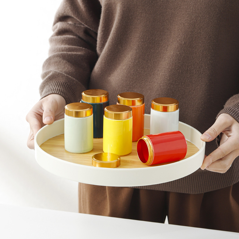 陶瓷迷你茶叶罐便携随身香粉密封罐子小号防潮普洱藏红花包装盒