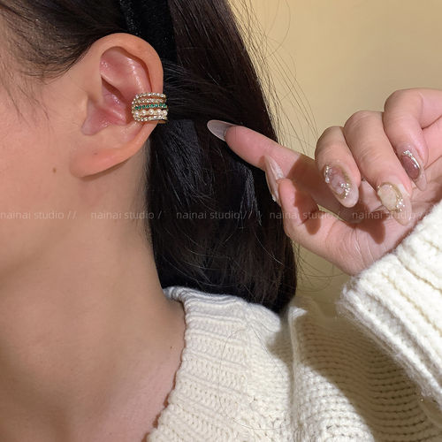 满钻耳骨夹~超闪高级感小众设计无耳洞耳夹耳骨钉耳环百搭耳饰女A