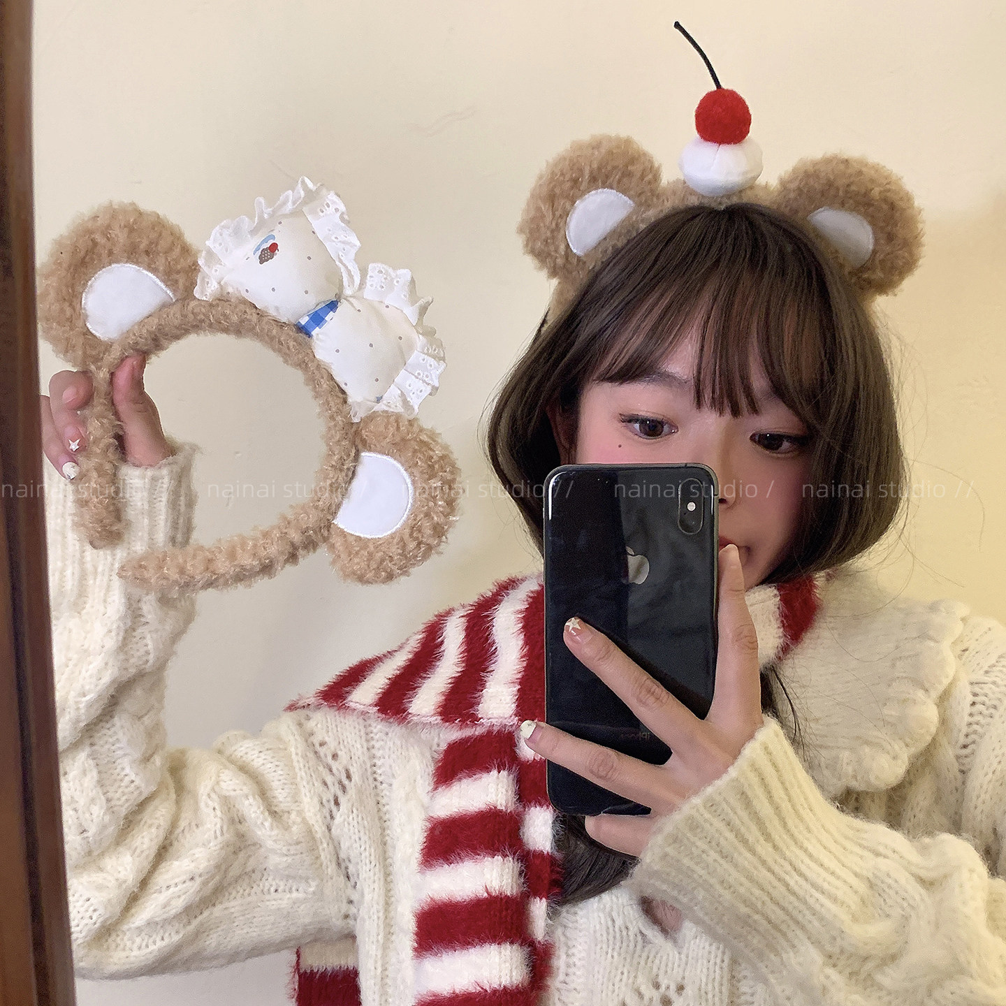 可爱樱桃发箍~小熊耳朵蝴蝶结毛绒头箍游乐园洗脸化妆专用发饰女,饰品/流行首饰/时尚饰品新,发饰,淘宝优惠券,粉丝福利购,淘宝优惠卷