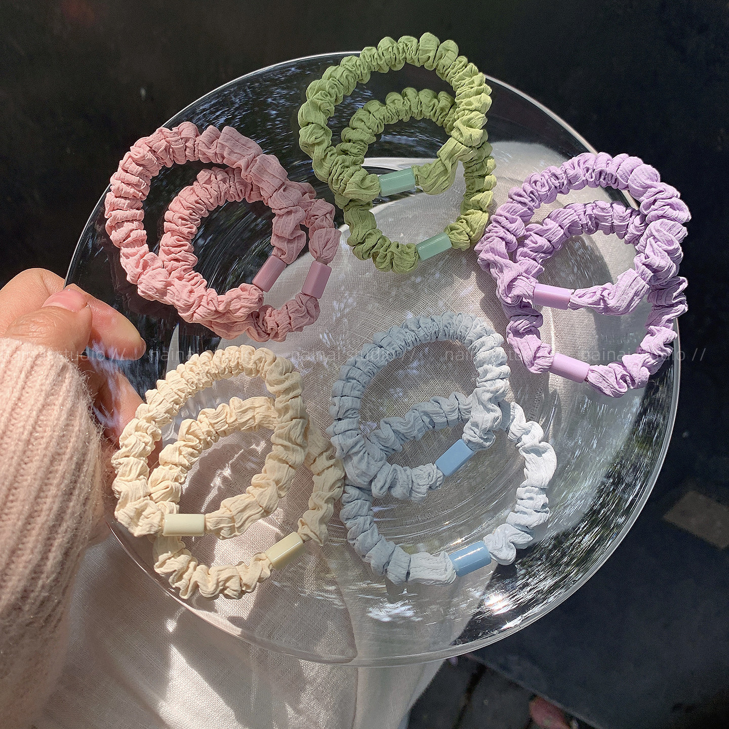 彩色发圈2只装甜美少女心基础扎头发气质2026春季新款橡皮筋发绳