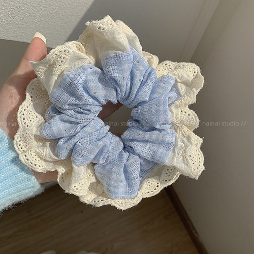 甜美芭蕾风蓝色大号大肠发圈