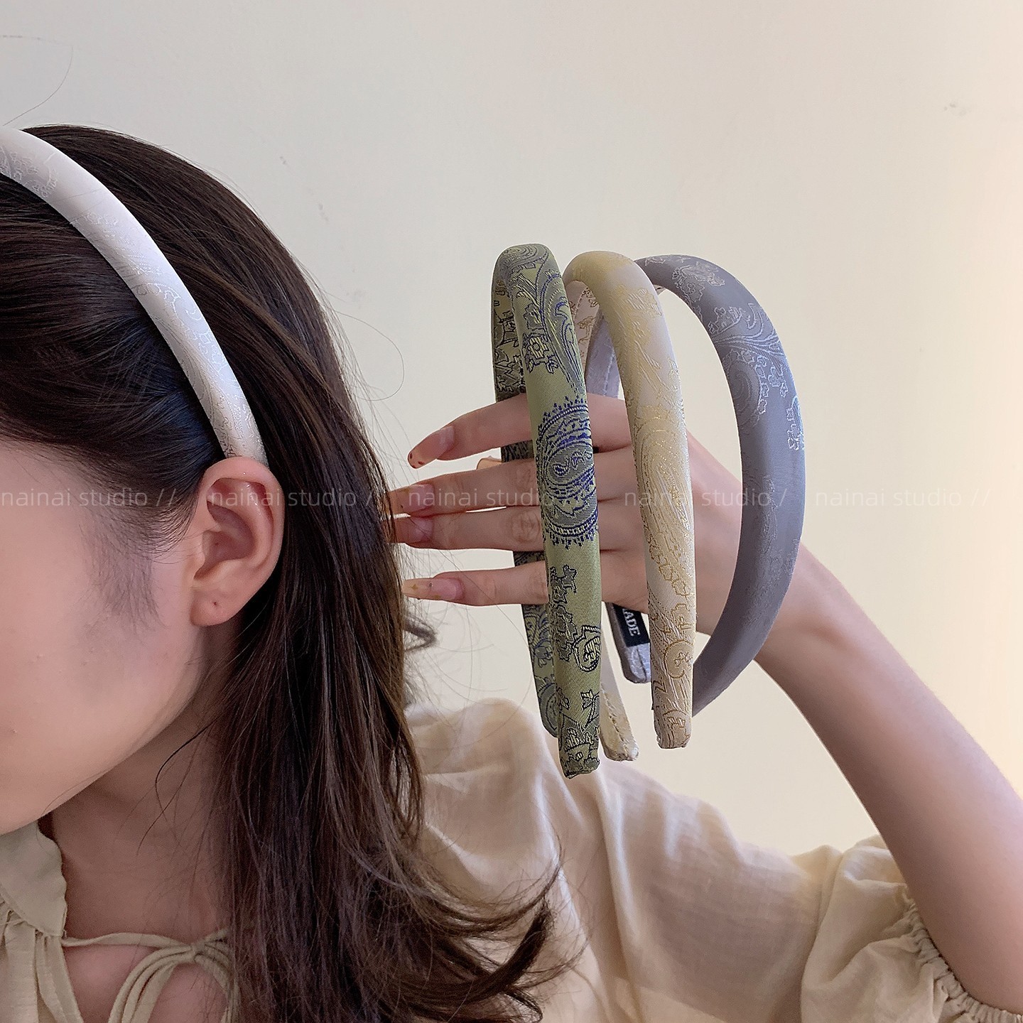 新中式发箍~细版刺绣暗纹国风头箍缎面2025新款发卡禅意发饰头饰