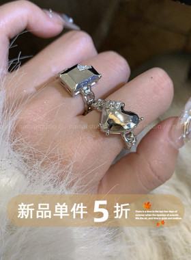 爱心不规则戒指~叠戴小众设计高级感轻奢2025新款食指戒气质指环A
