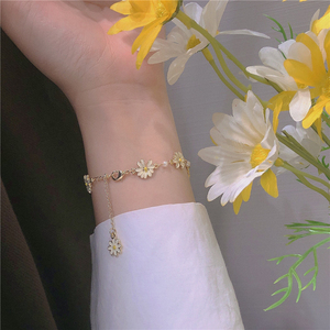 缺口小雏菊手链~清新夏季手镯珍珠可爱复古学生花朵少女心手饰品