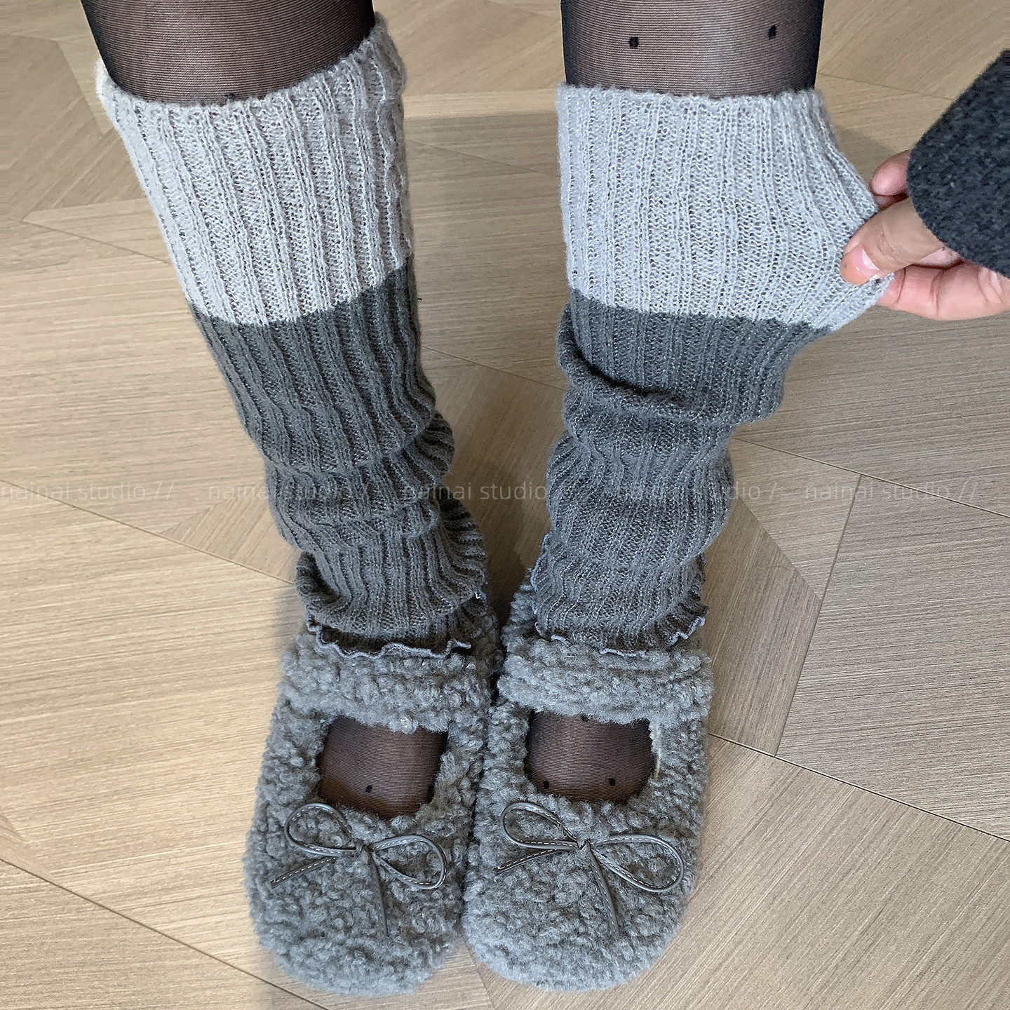 针织撞色袜套~美式辣妹百搭显瘦高级感秋冬中筒堆堆袜腿套保暖女