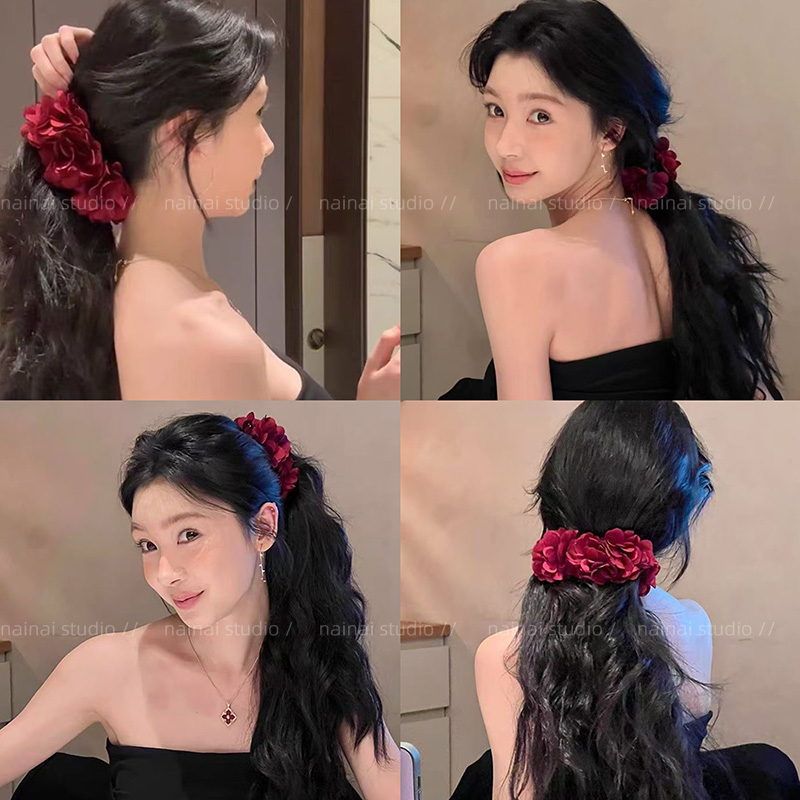 易梦玲同款香蕉夹原版超大花朵抓夹一字夹鲨鱼夹发饰女后脑勺横夹