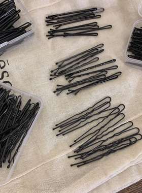 50只送盒子~日常基础款盘发一字夹黑色卡子碎发夹u形夹子固定发夹