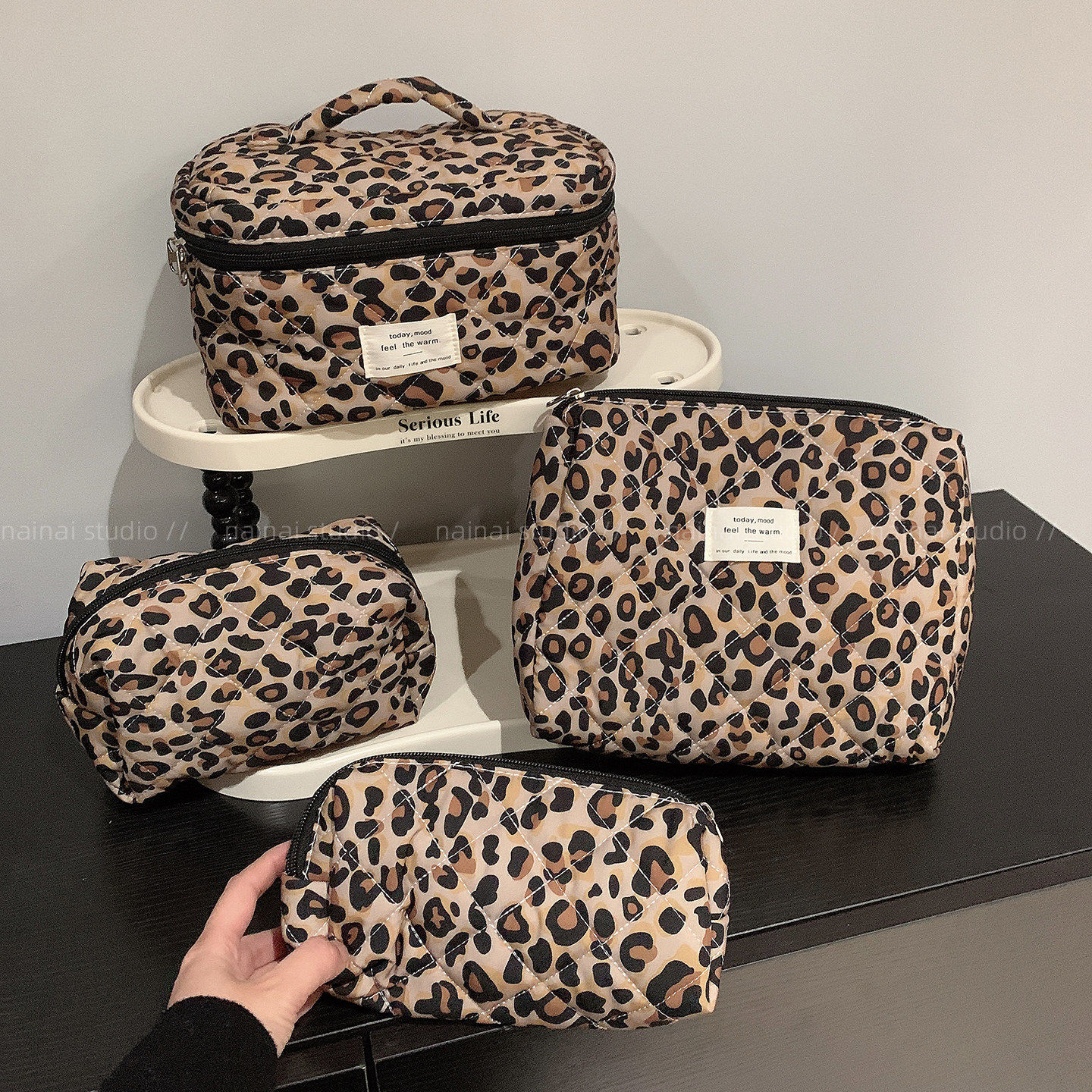 加厚款！豹纹化妆包~大号双层拉链超轻收纳洗漱包收纳便携旅行包