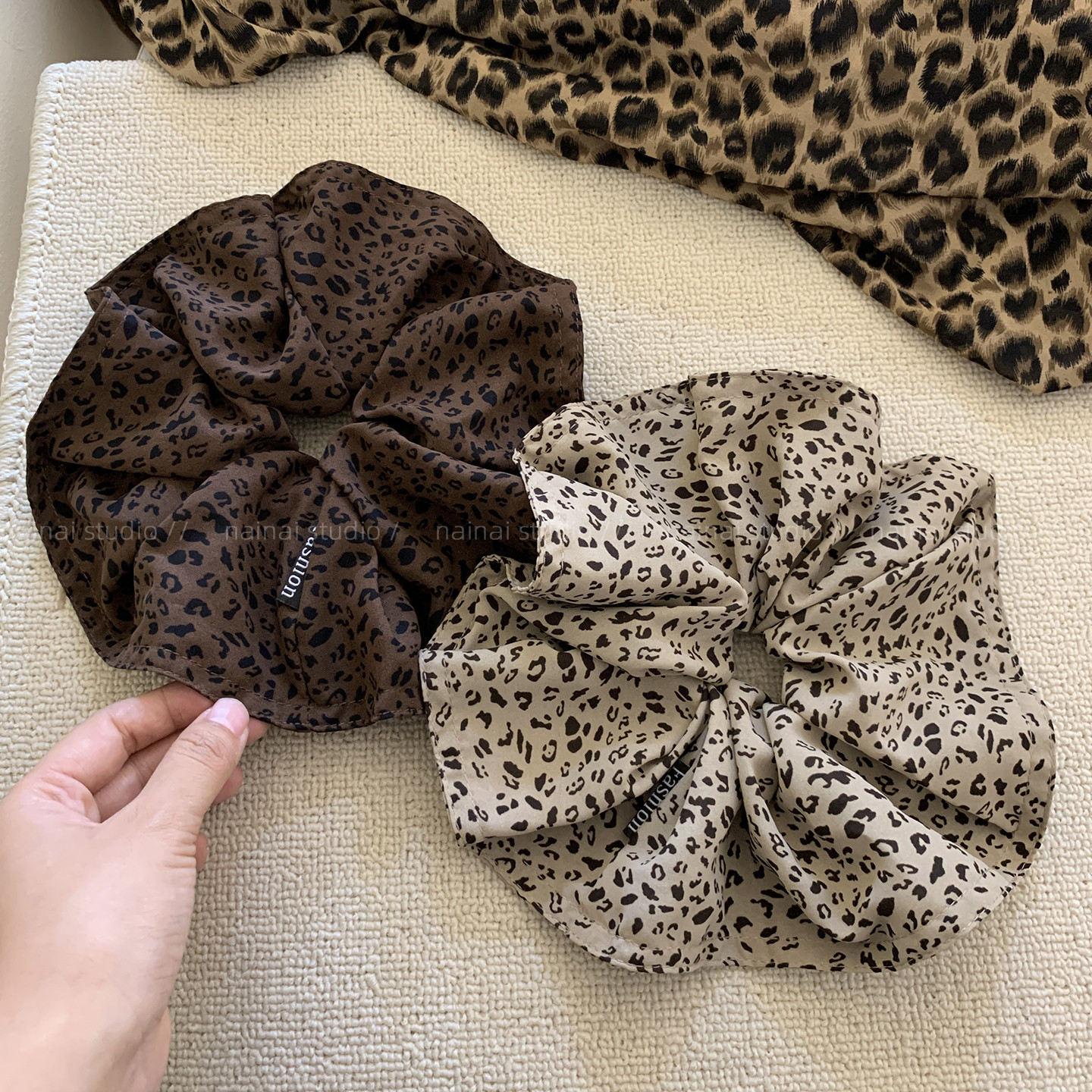 豹纹大肠发圈~早秋新款！甜酷y2k辣妹超大号低马尾发绳头绳发饰女