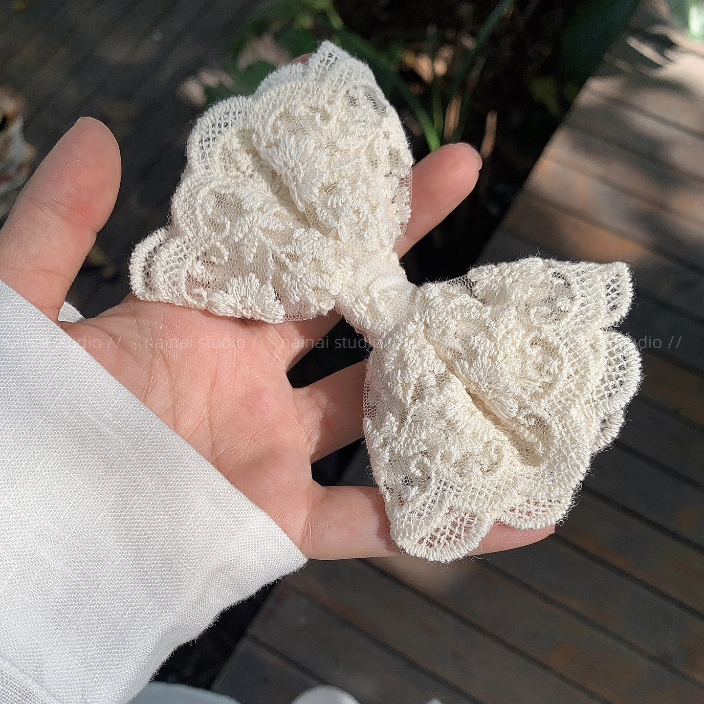 蕾丝蝴蝶结发夹~超仙白色侧边夹高级感甜美少女刘海夹发饰头饰女A