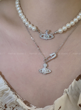 辣妹！土星珍珠项链choker