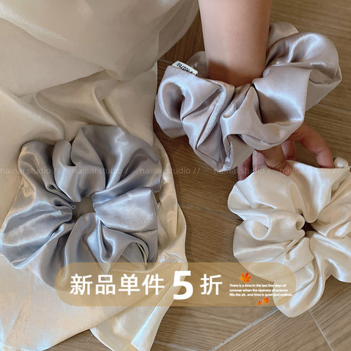 绝美！缎面光泽感大肠发圈大号女低马尾皮筋法式简约高级发绳头绳