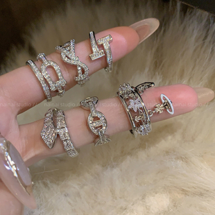 土星高级感戒指~锆石满钻轻奢小众设计指环2025新款气质食指戒女A