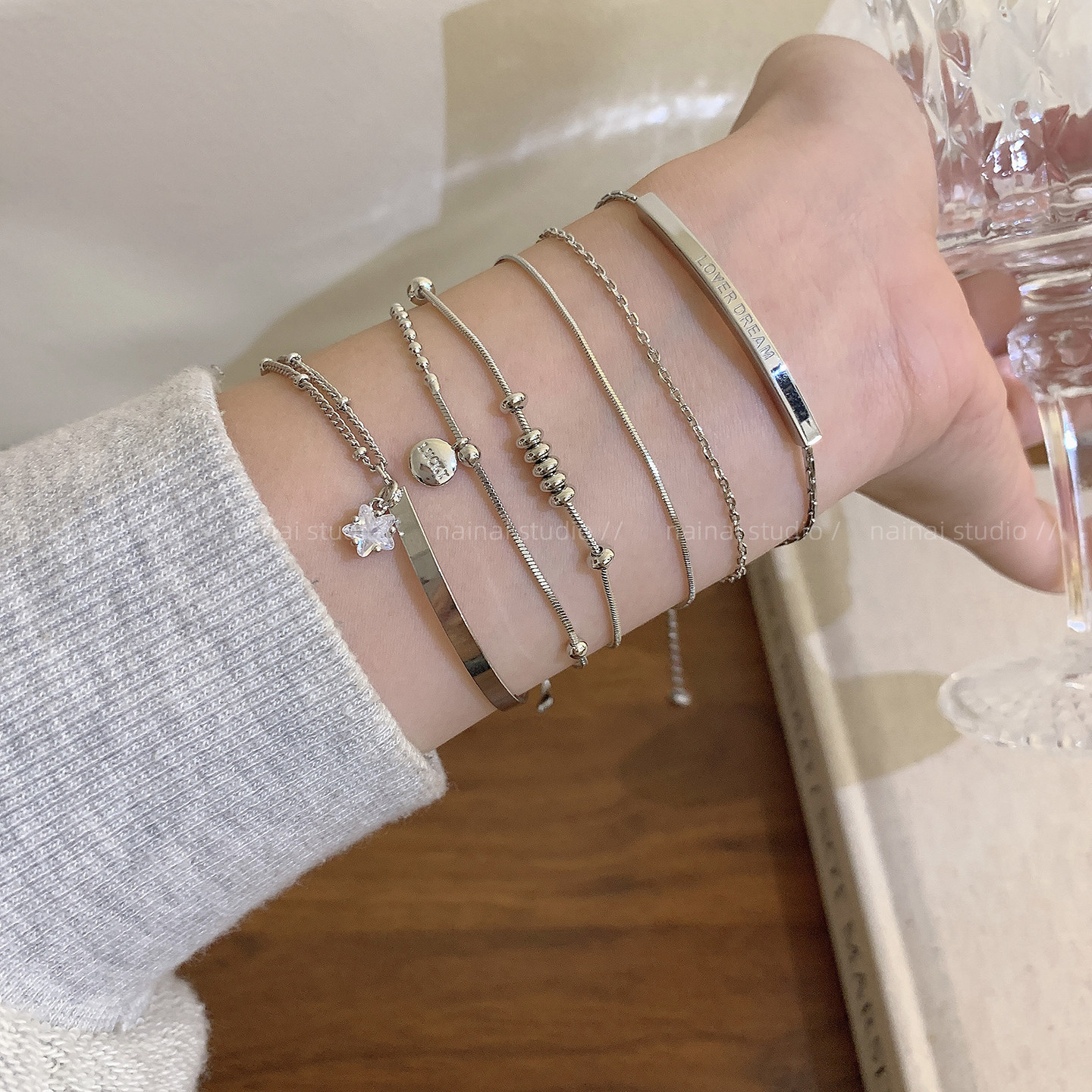 韩系ins风~银色手链冷淡风高级感小众设计手饰2025新款气质配