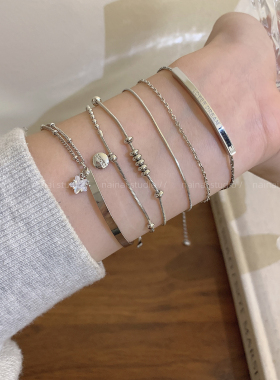 韩系ins风~银色手链冷淡风高级感小众设计手饰2025新款气质配饰A