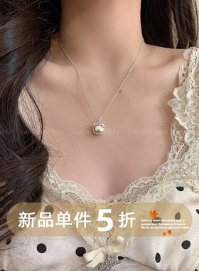 KT项链~磨砂银色可爱猫咪锁骨链2025新款甜美少女心颈链卡通配饰A