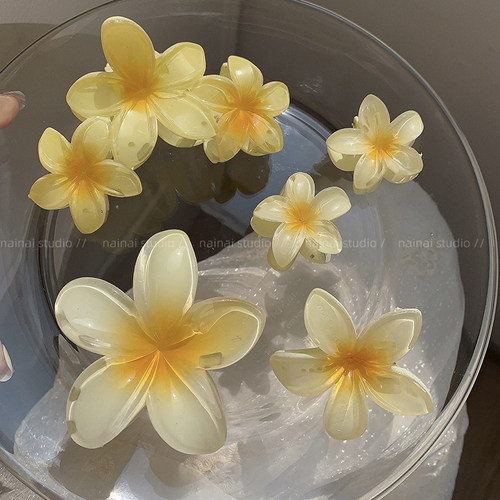 甜美易梦玲同款鸡蛋花抓夹