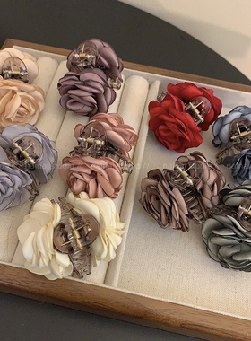 干枯玫瑰花小抓夹~公主头侧边夹花朵2024春夏季新款发饰法式头饰