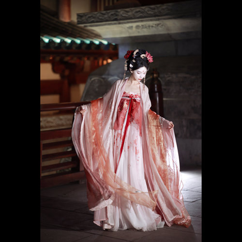 宴山亭汉服 染眉间 唐制 绣花双层大袖衫印花齐胸破裙仙气刺绣