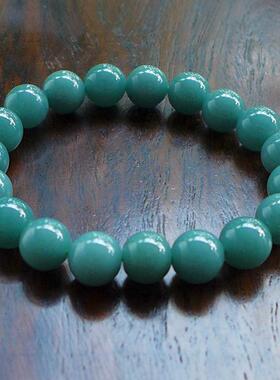 工厂直销889# A货老种蓝水绿水润细腻9.8mm圆珠翡翠手链
