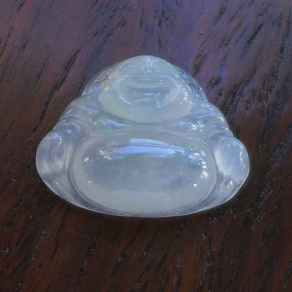 A货冰种起荧光招财佛公翡翠吊坠
