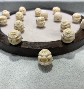 科技猛犸雕刻镶嵌单籽配饰大金牙恶僧精工黄铜手工镶嵌