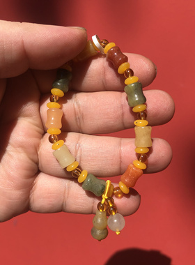 杭州五云山天然金丝玉节节高升女款竹节手链手串手饰