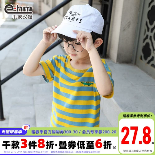 小象汉姆 Летняя футболка с коротким рукавом для мальчиков, детская одежда, подходит для подростков