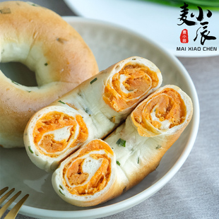 麦小辰 葱香肉松夹心贝果面包欧包轻食健康代餐早餐健身饱腹现做0