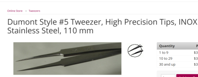 美国2SPI supplies 镊子 Dumont Style #5 Tweezer, High