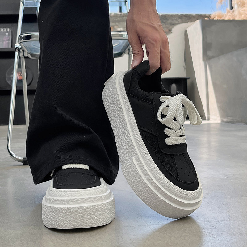 厚底增高帆布鞋男潮网面饼干鞋