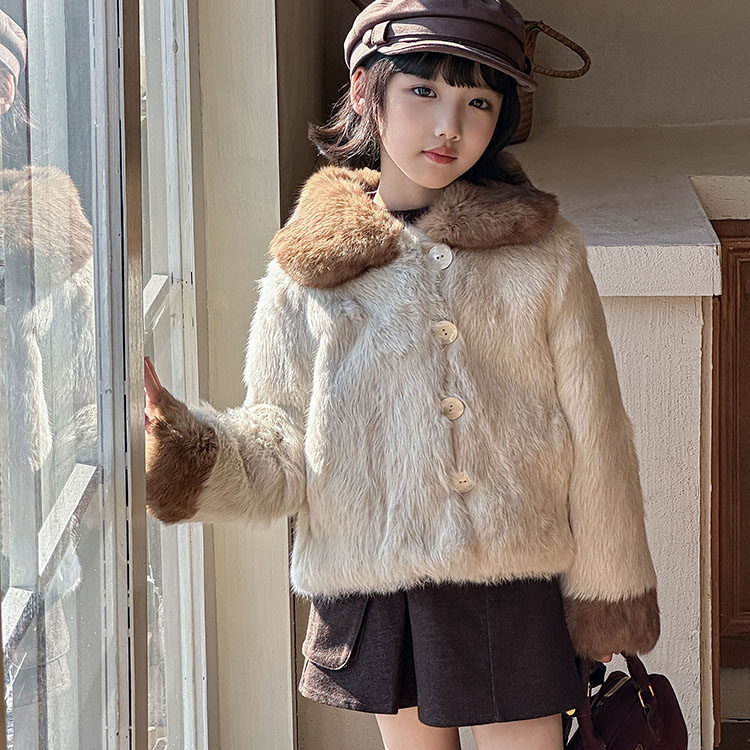 若堇童装2025新款海宁整皮草原兔翻毛领皮毛一体加厚夹棉毛毛外套,童装/婴儿装/亲子装,皮草/仿皮草,淘宝优惠券,粉丝福利购,淘宝优惠卷
