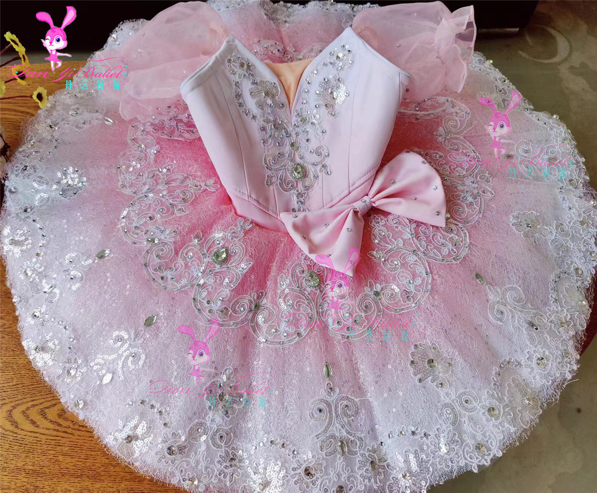 丹艺粉色仙女娃娃芭蕾舞蹈演出服盘裙tutu裙比赛服表演服专业定制