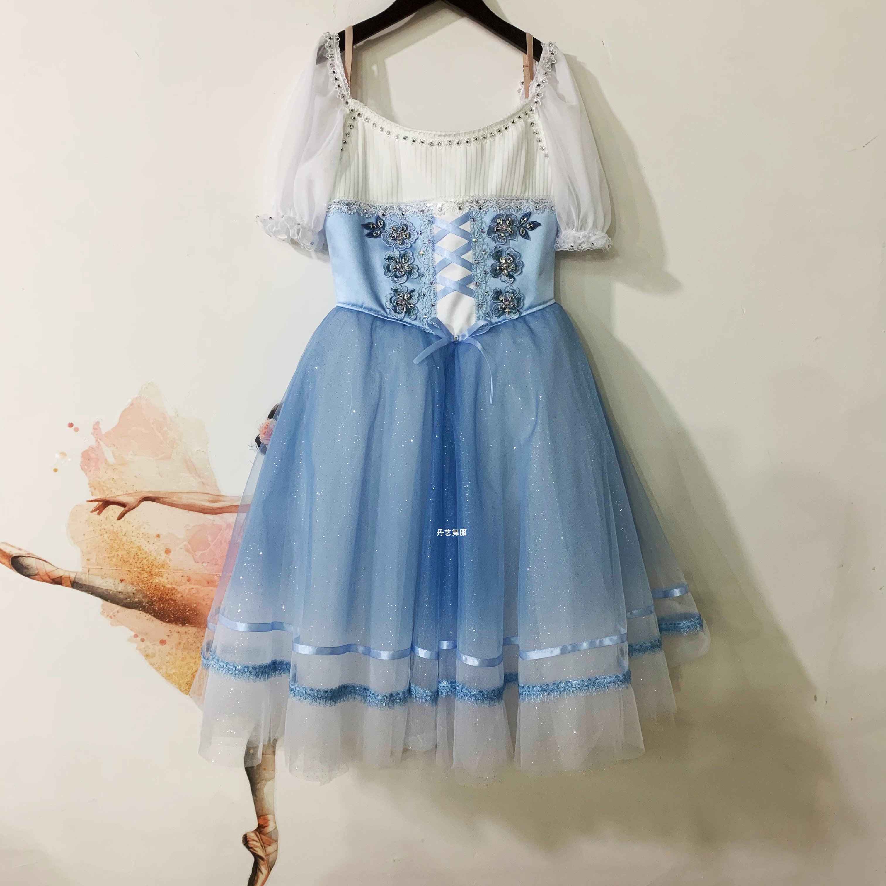 丹艺蓝色葛贝利亚芭蕾舞演出服长沙蓬蓬裙比赛服吉赛尔专业定制