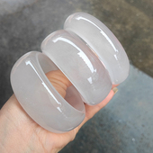 轮胎版 玉镯 玉石镯子冰种白月光手镯天然白玉手镯冰冰款 金丝玉宽版