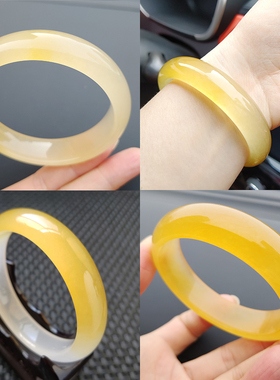 天然玉石手镯冰种水润金丝玉镯子