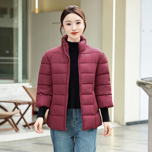 恩露中年妈妈冬装时尚七分袖棉服