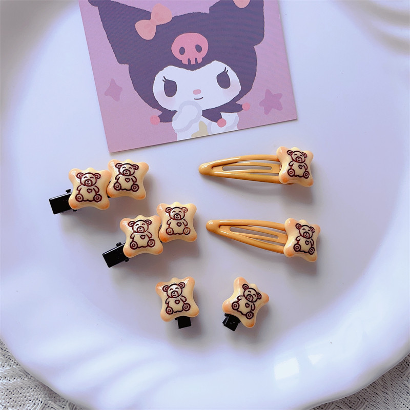 可爱仿真饼干小熊发夹立体装饰原创儿童发饰头饰小碎发夹子套装