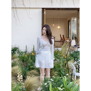 Miao 韩系温柔显瘦系带半身裙女春夏甜美高腰a字短裙 初恋短讯