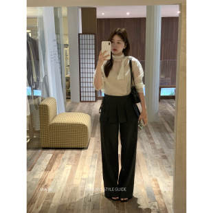 裤 Miao 女韩系博主感小众设计显瘦直筒西装 屁帘休闲裤 韩味博主