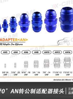 AN转公制汽车油冷油管外丝连接转接头铝合金直接头外螺纹公头螺丝