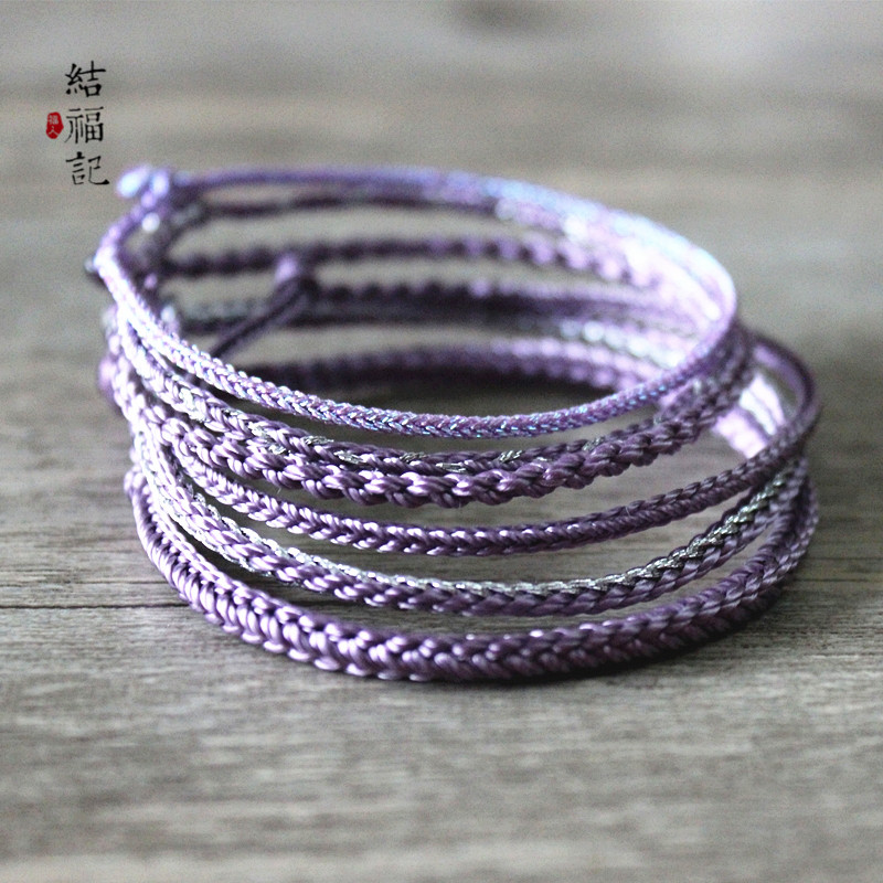 不抱怨好运手链烟紫幸运手环手工编织手绳男女手链情侣学生简约潮