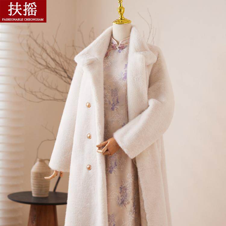 大衣女冬季年工厂直销加厚仿水貂旗袍