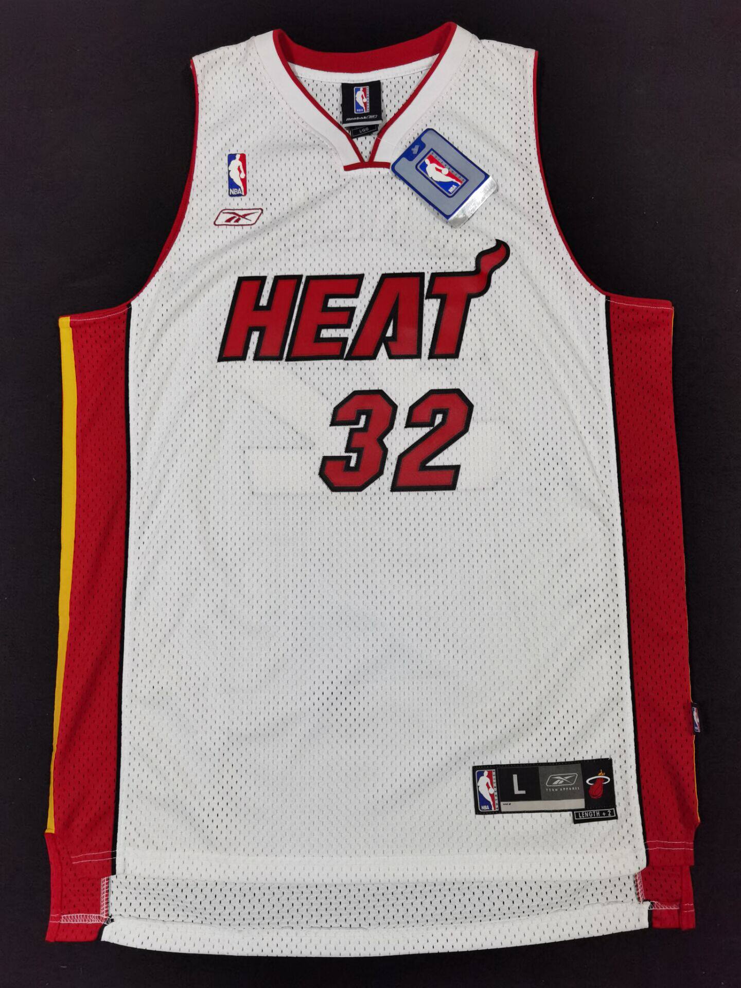 锐步正品奥尼尔迈阿密热火主场白色32号元年sw刺绣球衣篮球服