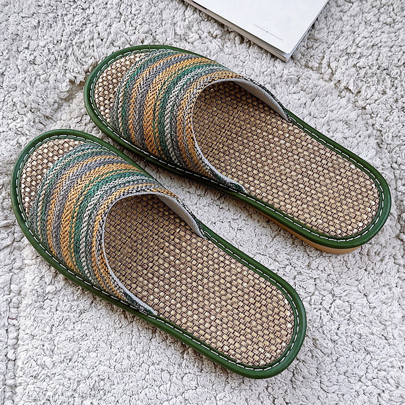 日式亚麻拖鞋女可爱居家下室内家用情侣软底防滑月子布拖鞋男夏天