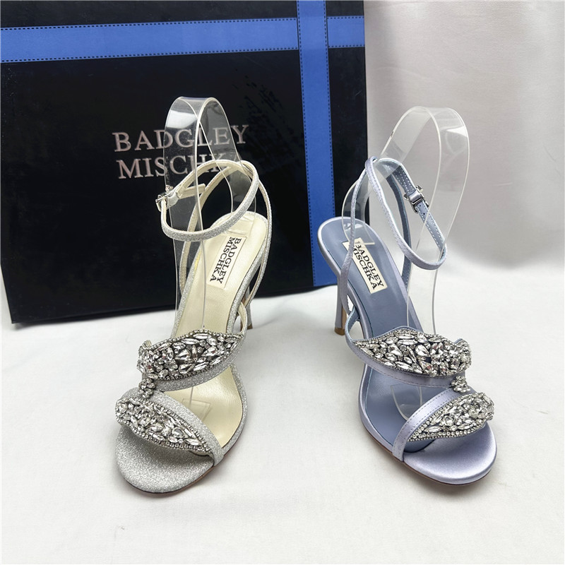 Badgley Mischka 百吉利米西卡时尚简约露趾细高跟纯色水钻女凉鞋 女鞋 时装凉鞋 原图主图