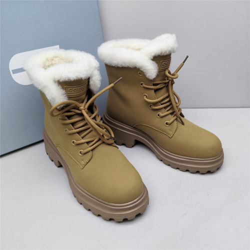 comely/康莉正品撤柜休闲圆头粗跟女新款面合底牛剖羊毛皮雪地靴